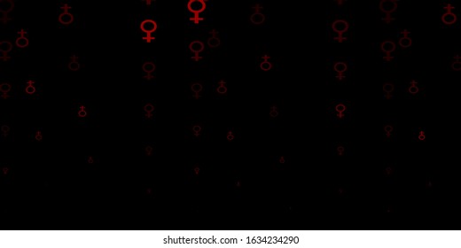 Dark Red vector background with woman symbols. Illustration with signs of women's strength and power. Elegant design for wallpapers.