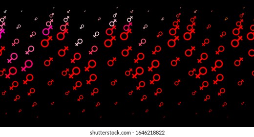 Dark Red vector background with woman symbols. Simple design in abstract style with women’s rights activism. Elegant design for wallpapers.