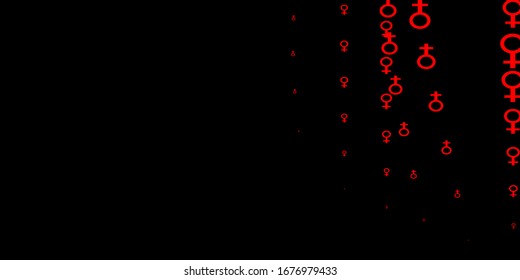Dark Red vector background with woman symbols. Colorful feminism symbols with a gradient in modern style. Best design to show the power of women.
