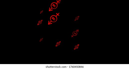 Dark Red vector background with woman symbols. Colorful illustration with gradient feminism shapes. Background for International Women’s Day.