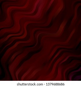 Dark Red vector background with wry lines. Abstract illustration with gradient bows. Pattern for commercials, ads.