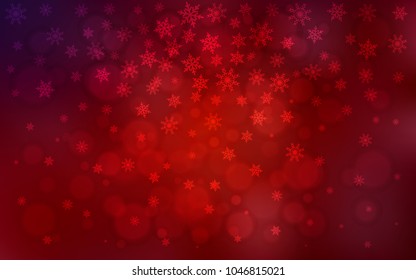 Dark Red vector background with xmas snowflakes. Glitter abstract illustration with crystals of ice. The template can be used as a new year background.