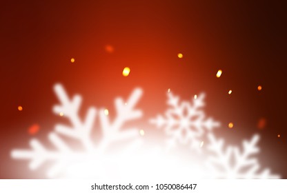 Dark Red vector background with xmas snowflakes. Glitter abstract illustration with crystals of ice. New year design for your ad, poster, banner.