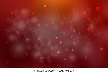 Dark Red vector background with xmas snowflakes. Glitter abstract illustration with crystals of ice. New year design for your ad, poster, banner.