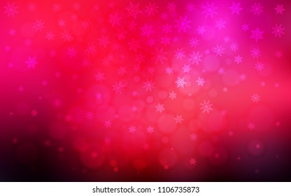 Dark Red vector background with xmas snowflakes. Modern geometrical abstract illustration with crystals of ice. The template can be used as a new year background.