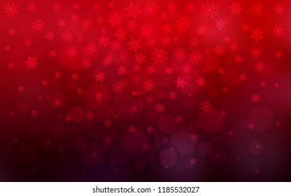 Dark Red vector background with xmas snowflakes. Snow on blurred abstract background with gradient. New year design for your ad, poster, banner. Dark Red vector background with xmas snowflakes. Snow on blurred abstract background with gradient. New year design for your ad, poster, banner.