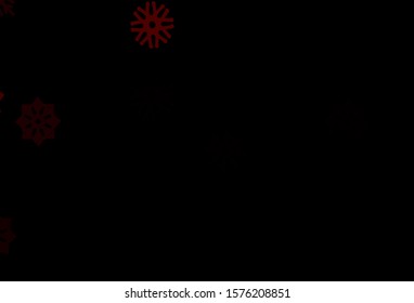 Dark Red vector background with xmas snowflakes. Shining colored illustration with snow in christmas style. New year design for your business advert.