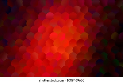 Dark Red vector banner with circles, spheres. Abstract spots. Background of Art bubbles in halftone style with colored gradient.
