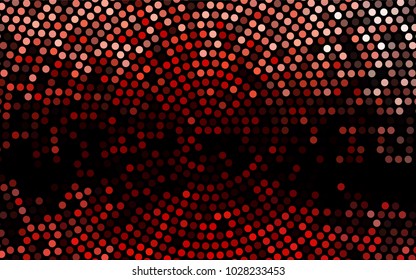 Dark Red vector banner with circles, spheres. Abstract spots. Background of Art bubbles in halftone style with colored gradient.
