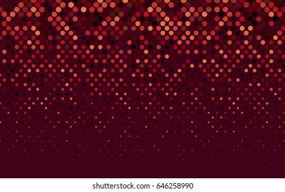 Dark Red vector banner with circles, spheres. Abstract spots. Background of Art bubbles in halftone style with colored gradient.