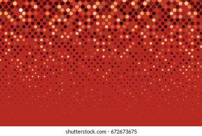 Dark Red vector banner with circles, spheres. Abstract spots. Background of Art bubbles in halftone style with colored gradient.