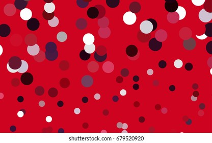 Dark Red vector banner with circles, spheres. Abstract spots. Background of Art bubbles in halftone style with colored gradient.