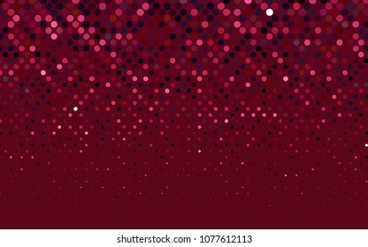 Dark Red vector red banner with set of circles, dots. Donuts Background. Creative Design Template. Technological halftone illustration.