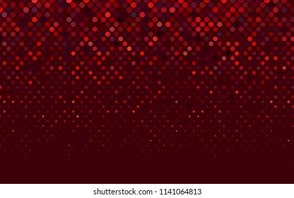Dark Red vector red banner with set of circles, dots. Donuts Background. Creative Design Template. Technological halftone illustration.