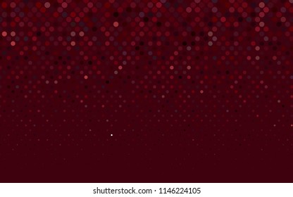 Dark Red vector red banner with set of circles, dots. Donuts Background. Creative Design Template. Technological halftone illustration.