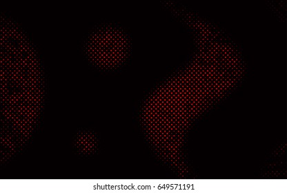 Dark Red vector red banner with set of circles, dots. Donuts Background. Creative Design Template. Technological halftone illustration.