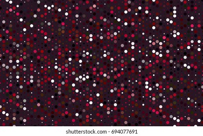 Dark Red vector red banner with set of circles, dots. Donuts Background. Creative Design Template. Technological halftone illustration.