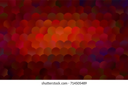 Dark Red vector red banner with set of circles, dots. Donuts Background. Creative Design Template. Technological halftone illustration.