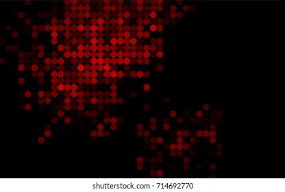 Dark Red vector red banner with set of circles, dots. Donuts Background. Creative Design Template. Technological halftone illustration.