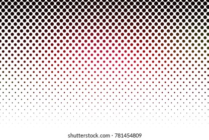 Dark Red vector red banner with set of circles, dots. Donuts Background. Creative Design Template. Technological halftone illustration.