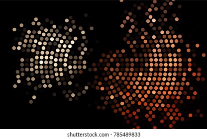 Dark Red vector red banner with set of circles, dots. Donuts Background. Creative Design Template. Technological halftone illustration.