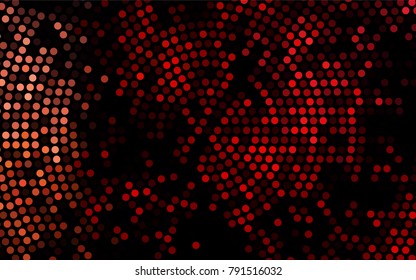 Dark Red vector red banner with set of circles, dots. Donuts Background. Creative Design Template. Technological halftone illustration.