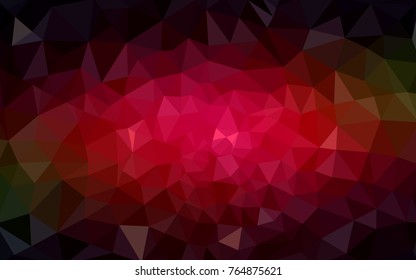 Dark Red vector blurry triangle background design. Geometric background in Origami style with gradient. 