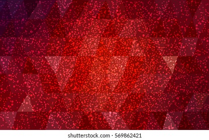Dark Red vector christmas polygon background. Low poly Illustration consisting of triangles with snowflakes. Texture, seamless background of New Year celebration.