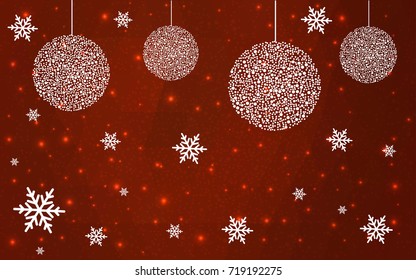 Dark Red vector christmas polygon background. Low poly Illustration consisting of triangles with snowflakes. Texture, seamless background of New Year celebration.