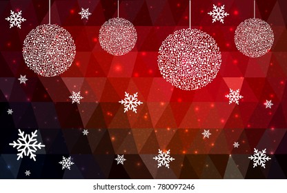 Dark Red vector christmas polygon background. Low poly Illustration consisting of triangles with snowflakes. Texture, seamless background of New Year celebration.