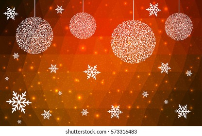Dark Red vector christmas postcard low polygon background. Illustration consisting of triangles. Abstract triangular polygonal origami or crystal design of New Year celebration.