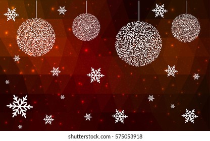 Dark Red vector christmas postcard low polygon background. Illustration consisting of triangles. Abstract triangular polygonal origami or crystal design of New Year celebration.