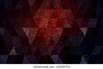 Dark Red vector christmas postcard low polygon background. Illustration consisting of triangles. Abstract triangular polygonal origami or crystal design of New Year celebration.