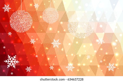 Dark Red vector christmas postcard low polygon background. Illustration consisting of triangles. Abstract triangular polygonal origami or crystal design of New Year celebration.