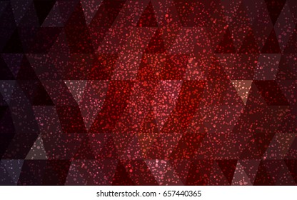 Dark Red vector christmas postcard low polygon background. Illustration consisting of triangles. Abstract triangular polygonal origami or crystal design of New Year celebration.