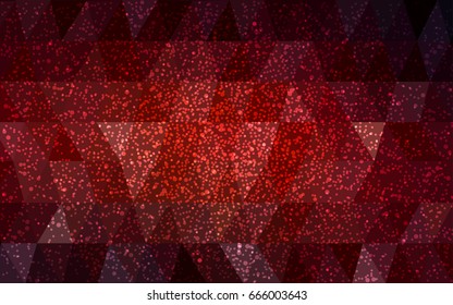 Dark Red vector christmas postcard low polygon background. Illustration consisting of triangles. Abstract triangular polygonal origami or crystal design of New Year celebration.