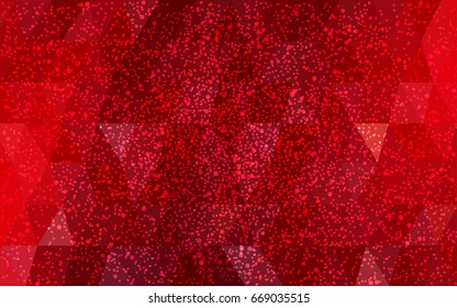 Dark Red vector christmas postcard low polygon background. Illustration consisting of triangles. Abstract triangular polygonal origami or crystal design of New Year celebration.