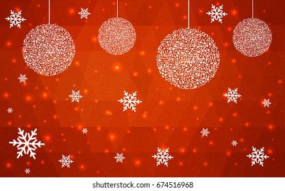 Dark Red vector christmas postcard low polygon background. Illustration consisting of triangles. Abstract triangular polygonal origami or crystal design of New Year celebration.