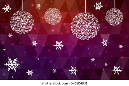 Dark Red vector christmas postcard low polygon background. Illustration consisting of triangles. Abstract triangular polygonal origami or crystal design of New Year celebration.