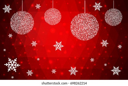 Dark Red vector christmas postcard low polygon background. Illustration consisting of triangles. Abstract triangular polygonal origami or crystal design of New Year celebration.