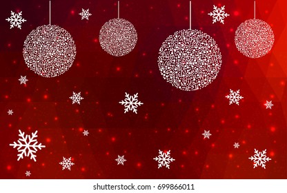 Dark Red vector christmas postcard low polygon background. Illustration consisting of triangles. Abstract triangular polygonal origami or crystal design of New Year celebration.