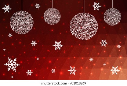 Dark Red vector christmas postcard low polygon background. Illustration consisting of triangles. Abstract triangular polygonal origami or crystal design of New Year celebration.