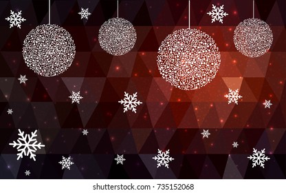 Dark Red vector christmas postcard low polygon background. Illustration consisting of triangles. Abstract triangular polygonal origami or crystal design of New Year celebration.