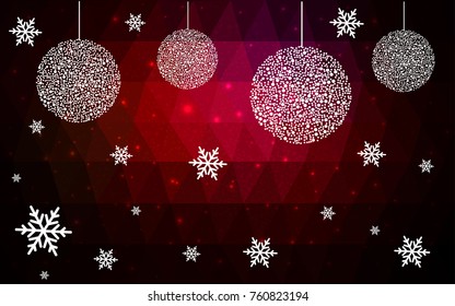 Dark Red vector christmas postcard low polygon background. Illustration consisting of triangles. Abstract triangular polygonal origami or crystal design of New Year celebration.