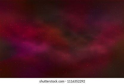 Dark Red vector cover with astronomical stars. Shining colored illustration with bright astronomical stars. Template for cosmic backgrounds.