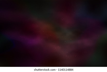 Dark Red vector cover with astronomical stars. Glitter abstract illustration with colorful cosmic stars. Template for cosmic backgrounds.