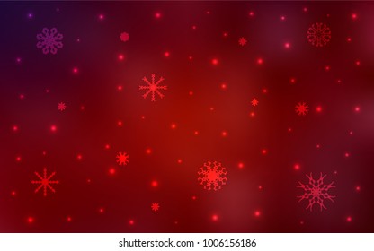 Dark Red vector cover with beautiful snowflakes. Blurred decorative design in xmas style with snow. The template can be used as a new year background.