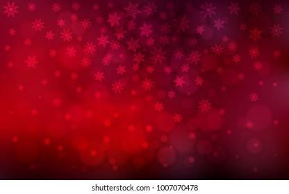Dark Red vector cover with beautiful snowflakes. Shining colored illustration with snow in christmas style. The pattern can be used for new year leaflets.