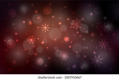 Dark Red vector cover with beautiful snowflakes. Shining colored illustration with snow in christmas style. The template can be used as a new year background.