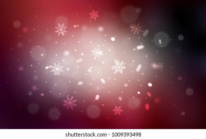 Dark Red vector cover with beautiful snowflakes. Modern geometrical abstract illustration with crystals of ice. The pattern can be used for new year ad, booklets.
